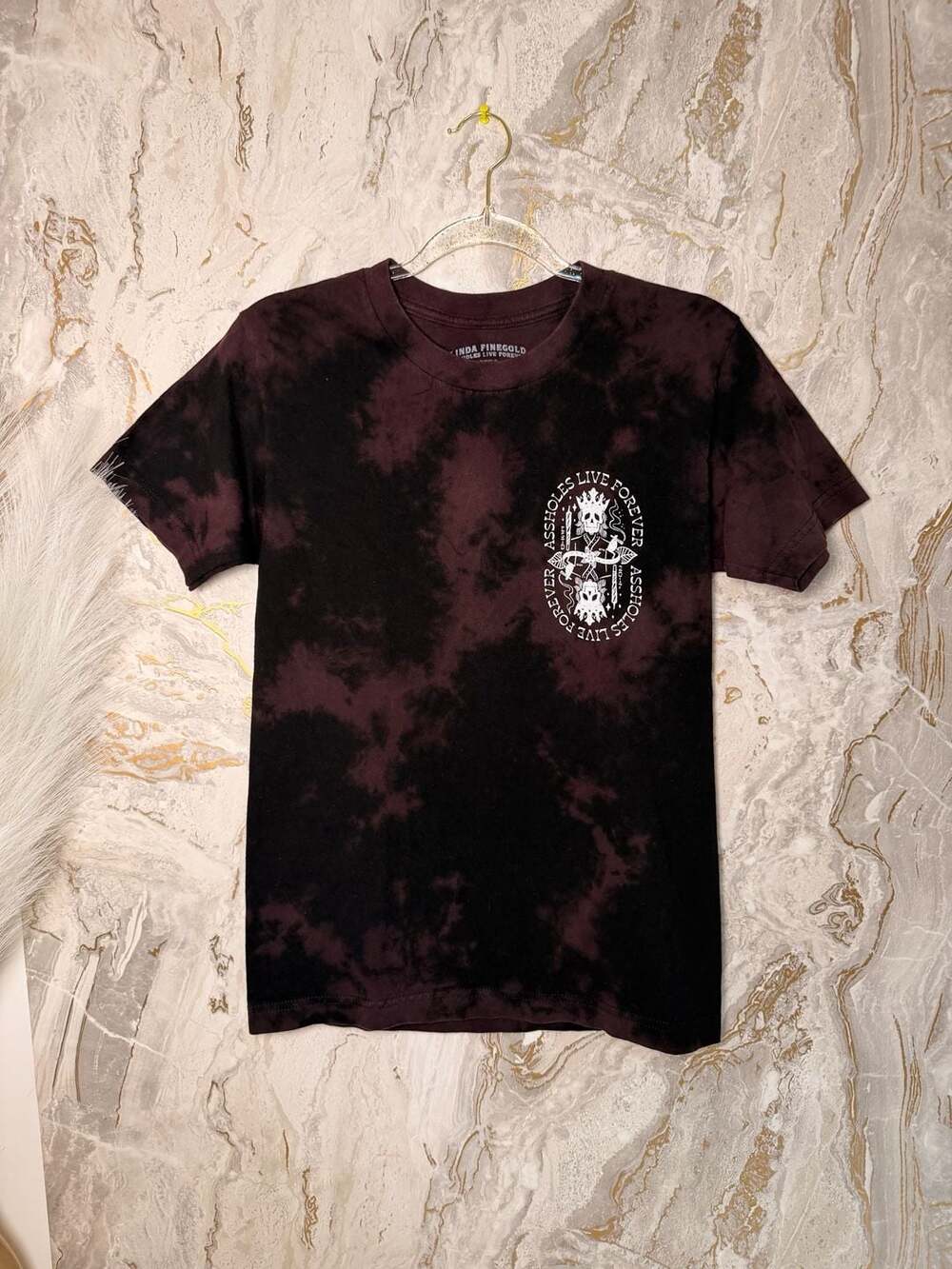 Linda Finegold Assholes Live Forever Tie Dye Skull Graphic T-Shirt